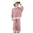 thumbnail image 2 of Tfken Outfits Sets For Children Girls Size 4-5 Years Long Sleeve Striped Print Coat Pant Comfortable Classic-Fit Red Clothing Sets, 2 of 6
