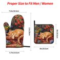 thumbnail image 2 of Honeii Sleeping Cat Flowers Pattern Oven Mitts and Pot Holders, Silicone Oven Gloves,500 F Heat Resistant Oven Mitts Sets, 4PCS, 2 of 6
