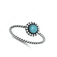 thumbnail image 4 of CHOOSE YOUR COLOR Simulated Turquoise Bubble Flower Rope Twist Ring .925 Sterling Silver Band Blue CZ Female Size 8, 4 of 4