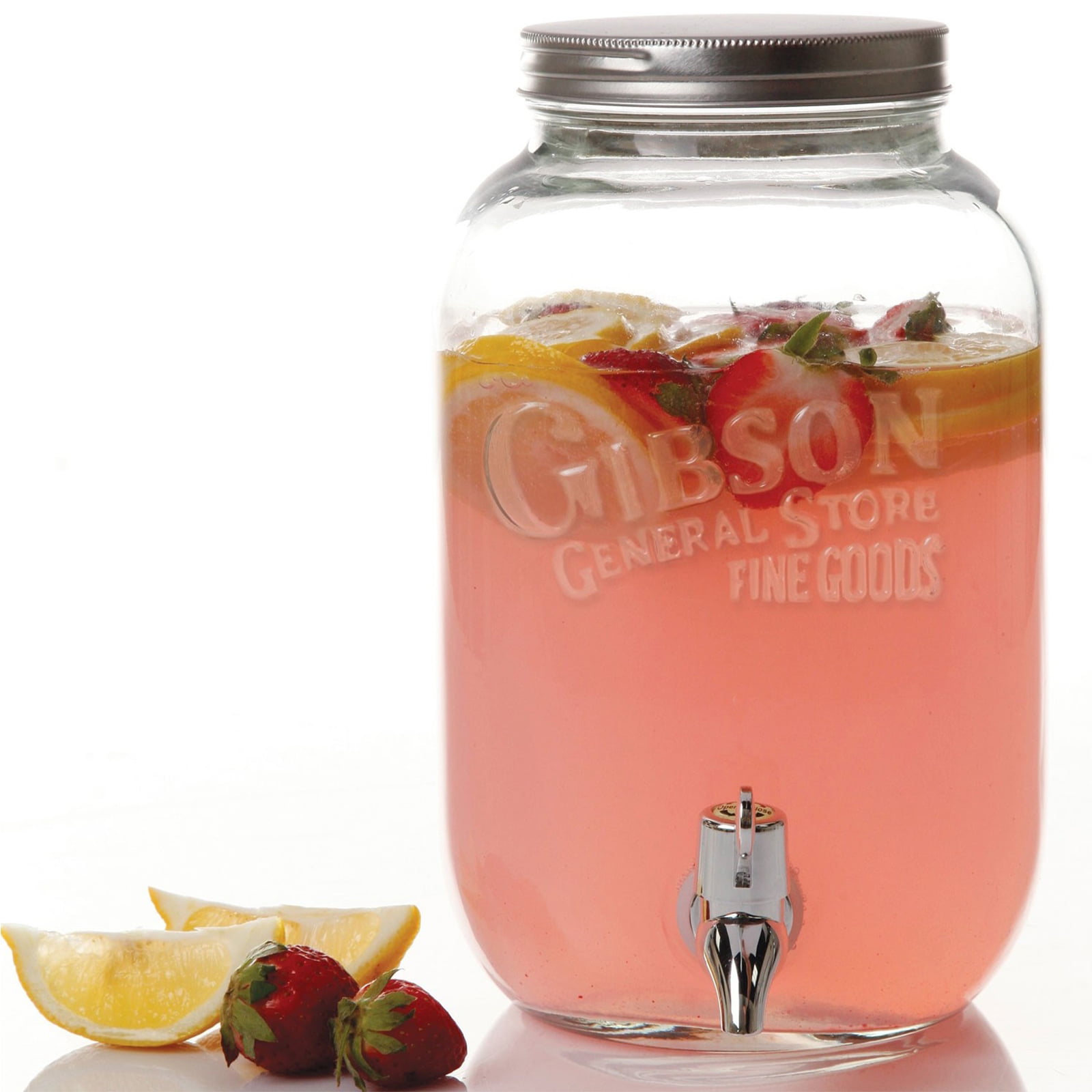 Gibson Home 0.95 Gallon Duval Glass Beverage Dispenser Clear - Office Depot