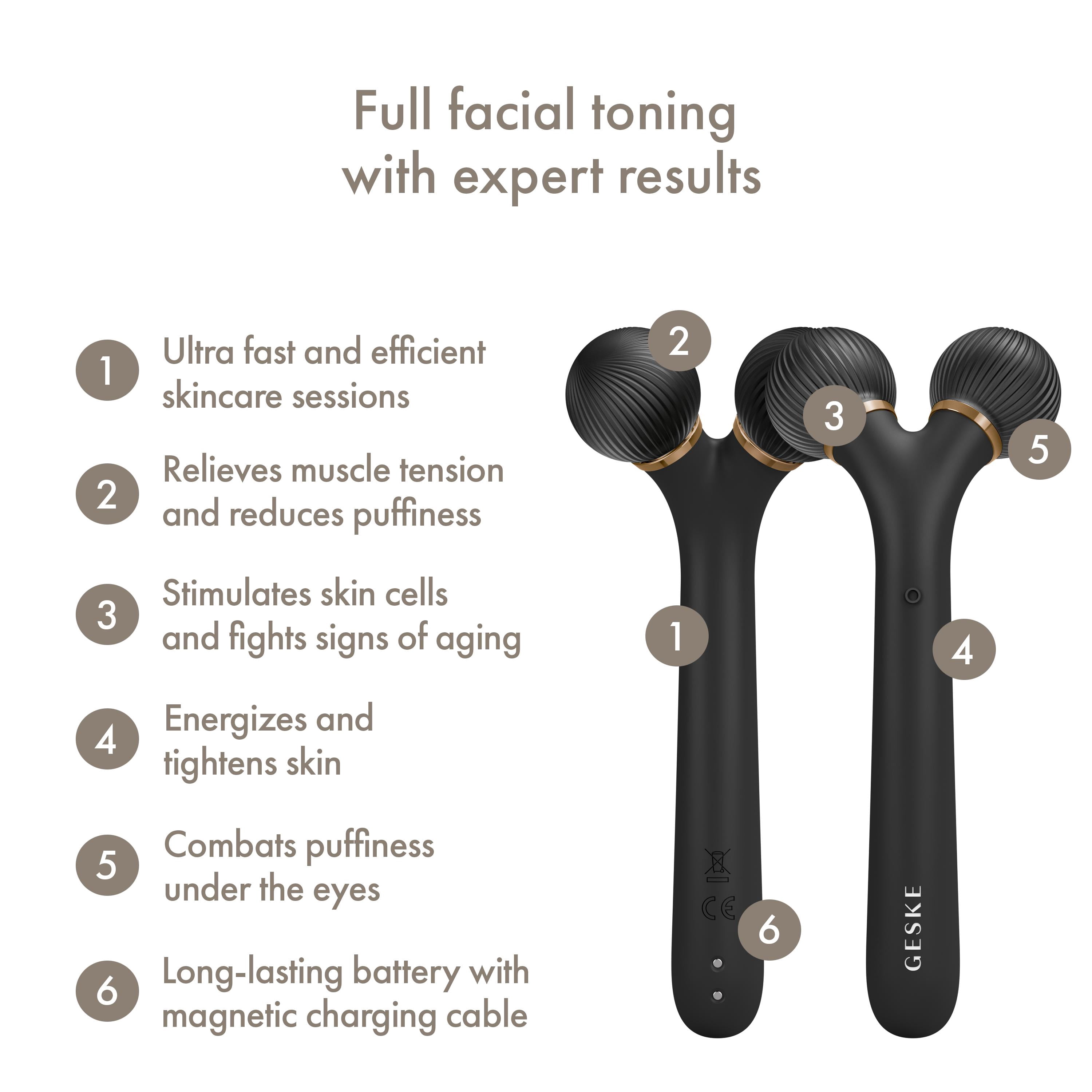 GESKE Sonic Facial Roller 4 in 1 Gray