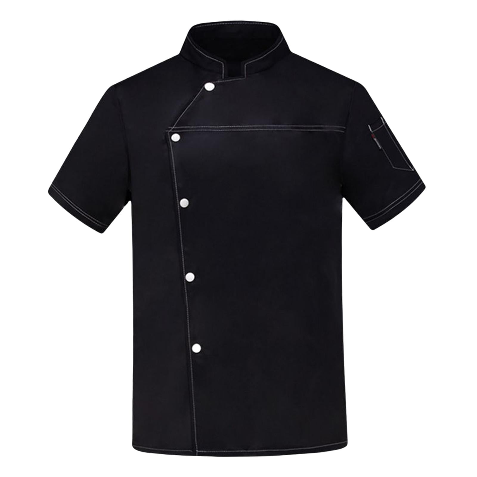 Yinanstore Unisex Chef Coat Short Length Sleeve Uniform Cooker Workwear Comfortable Catering Shirt Chef Jacket For Food Service Bakery Kitchen Bla