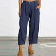 thumbnail image 2 of OSOLU Women Casual Pants Fashion Solid Color Ankle Length Casual Pants Trousers Fashionable Classic Leisure Workout Training Joggers Bottoms, 2 of 7