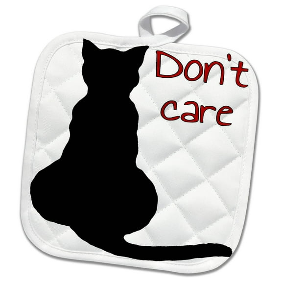3dRose, Dont Care Selfish Black Cat Cartoon Vector, 8x8 Potholder