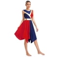 thumbnail image 3 of iEFiEL Womens Asymmetrical Praise Dance Dress Long Sleeve Overlay Choir Worship Costume Church Liturgical Dancewear Navy Blue&Red XL, 3 of 7