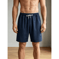 thumbnail image 6 of Men's Soft Knit Bermuda Shorts with Pockets Drawstring Solid Color Casual Summer Sweat Shorts Navy 3XL, 6 of 6