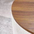 thumbnail image 6 of Round Chenille Storage Ottoman Set of 2, Round Ottoman with A Drum Shaped Small Stool, MDF Made Desktop Panel, Modern Ottoman Coffee Table for Living Room, Bedroom, Dining Room, Beige, 6 of 9