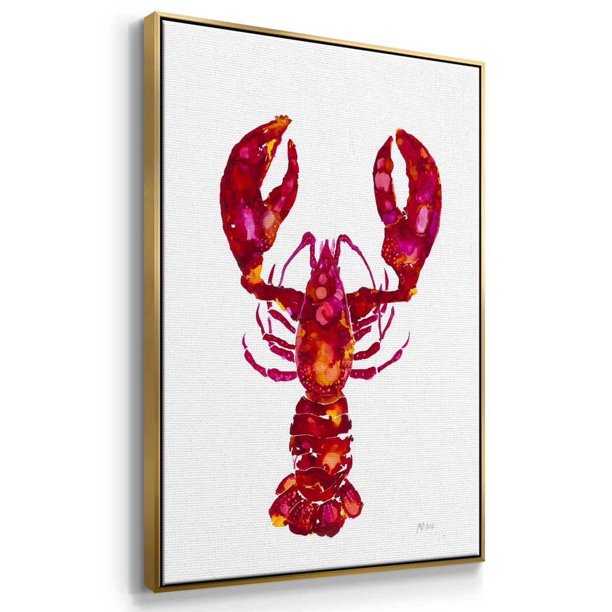 Lobster Framed Premium Gallery Wrapped Canvas - Ready to Hang - 17 x 25 - Gold Floating Frame