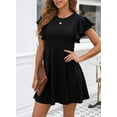 thumbnail image 6 of DOKOTOO Women's Spring Summer Cocktail Dress - Ruffle Sleeve Crewneck High Waist Flowy A Line Mini Dress, 6 of 10