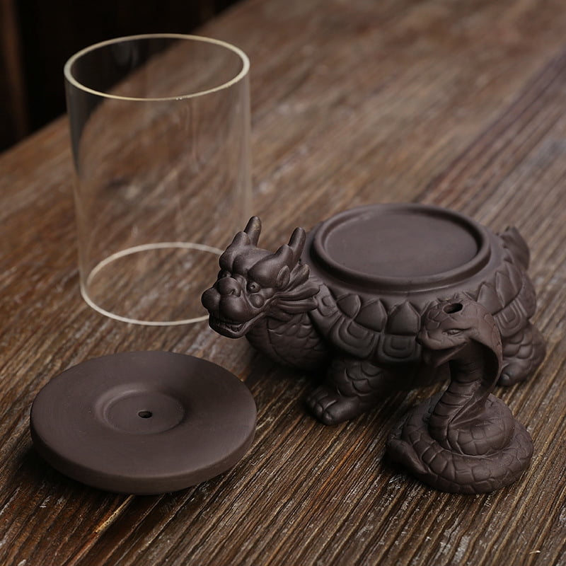Purple Sand Windshield Backflow Incense Burner Creative Dragon Turtle Snake God Reflow Incense Holder Smoke Waterfall Censer Burner Home Decoration