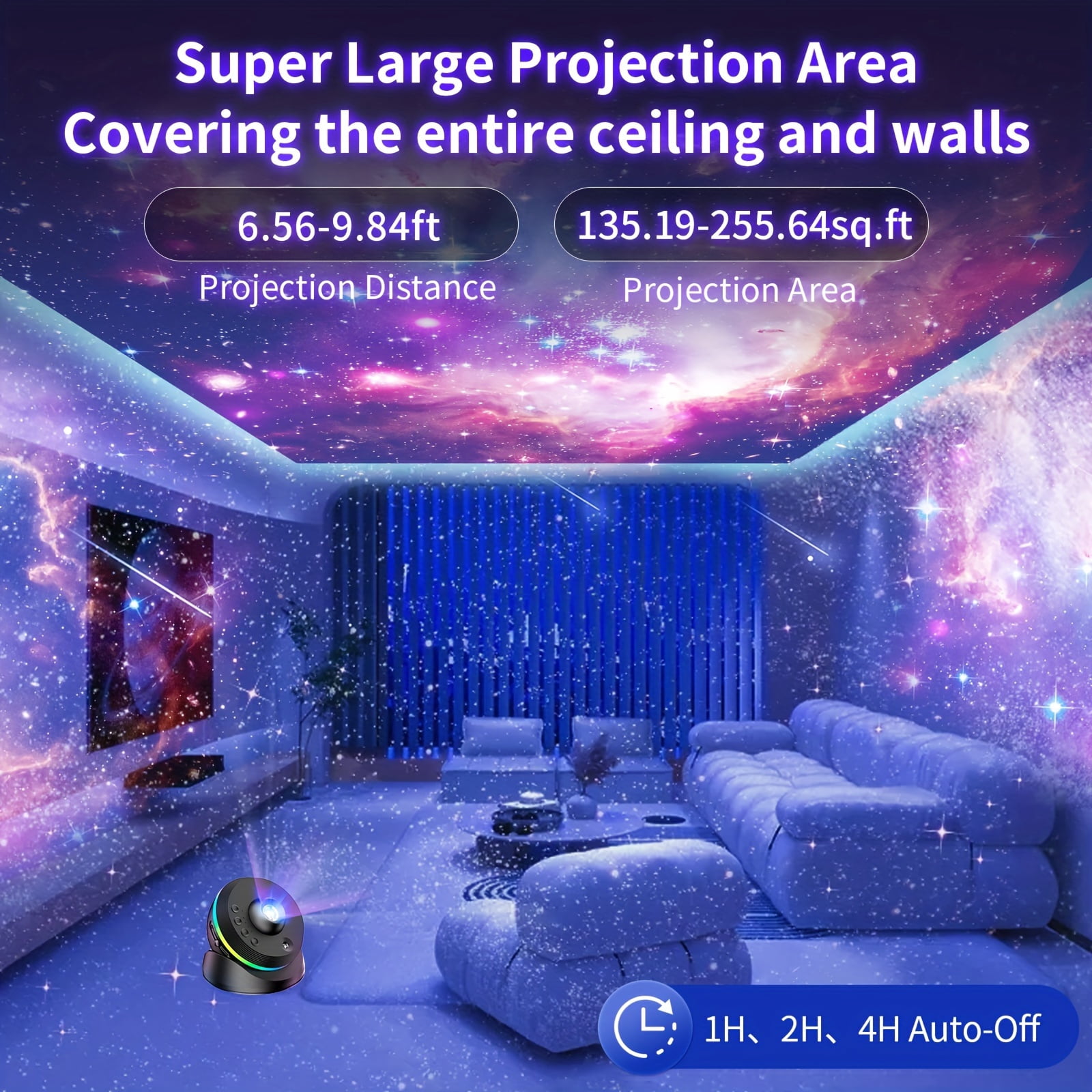 13-in-1 Galaxy Projector - Bedroom Ceiling Night Light Planetarium Projector with Timer, LED Space Mood Lamp for Adults & Kids Room Decor