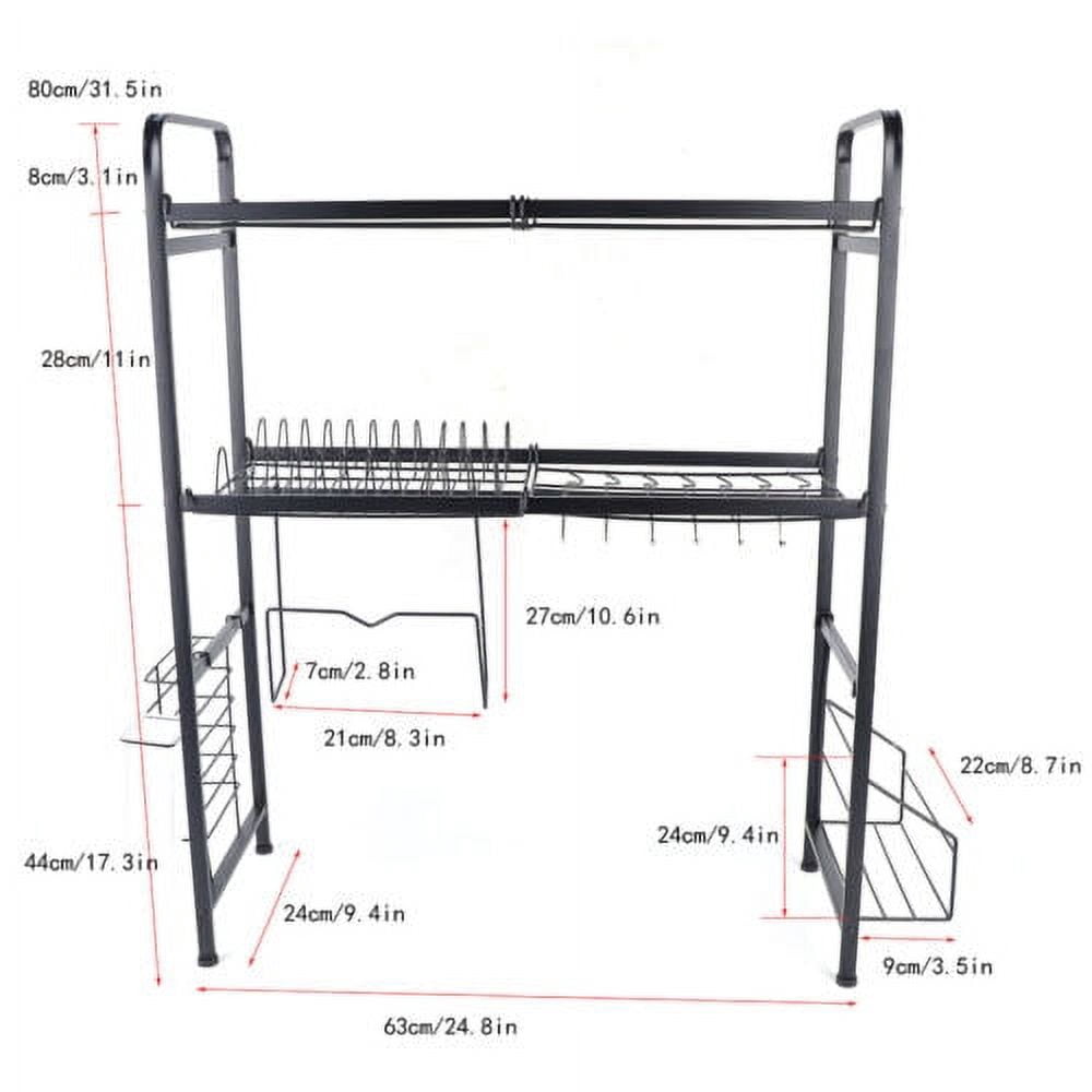 Over the Sink Dish Drying Rack 2-Tier Kitchen Shelf Cutlery Drainer H31.5" W25"