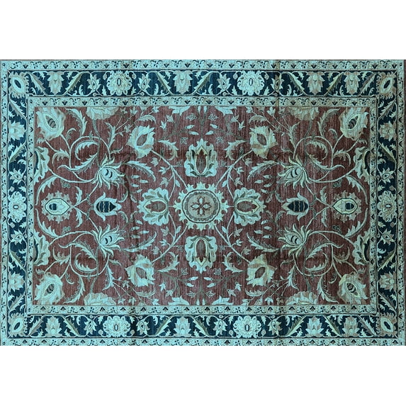 Ahgly Company Indoor Rectangle Oriental Light Blue Industrial Area Rugs, 8' x 10'