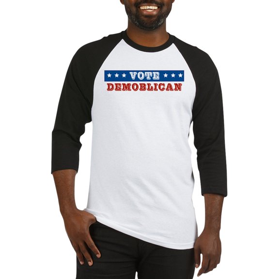 CafePress - Vote Demoblican Baseball Jersey - Cotton Baseball Jersey, 3/4 Raglan Sleeve Shirt