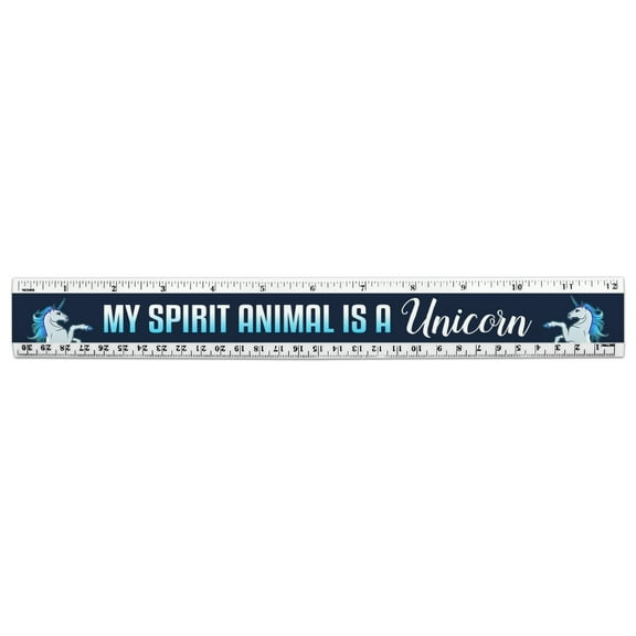My Spirit Animal is a Unicorn 12 Inch Standard and Metric Plastic Ruler