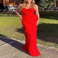 thumbnail image 2 of Women‘s Elegant Evening Long Prom Dress V-Neck Backless Ruffle Split Maxi Gown for Beach Party Wedding, 2 of 6
