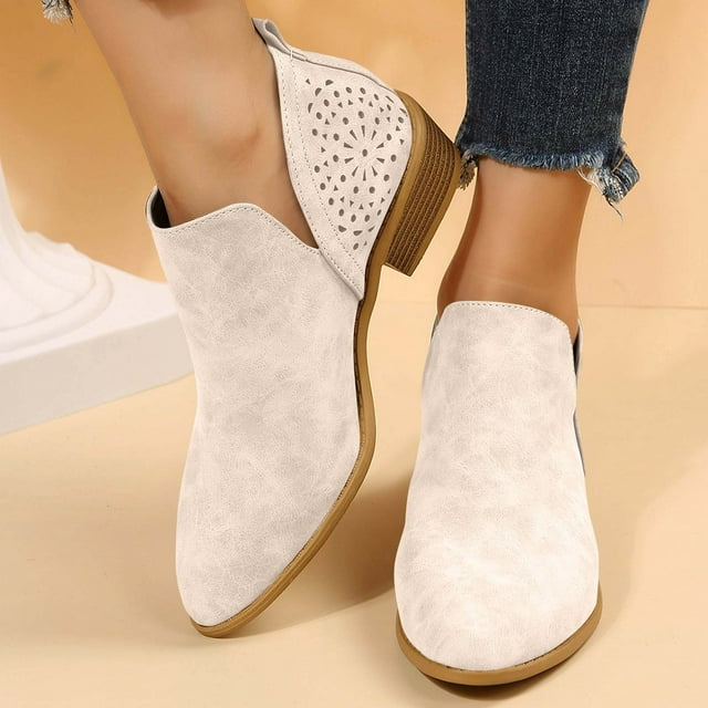Amzcrzy Bottes à la Cheville pour Femmes Mode Décontractée Polyvalente Ajourées à Bout Pointu Style d'Automne Tendance de la Mode Talon Bas Bottines Courtes Bottines pour Femmes Bottes pour Femmes Bottines pour Femmes Bottes pour Femmes