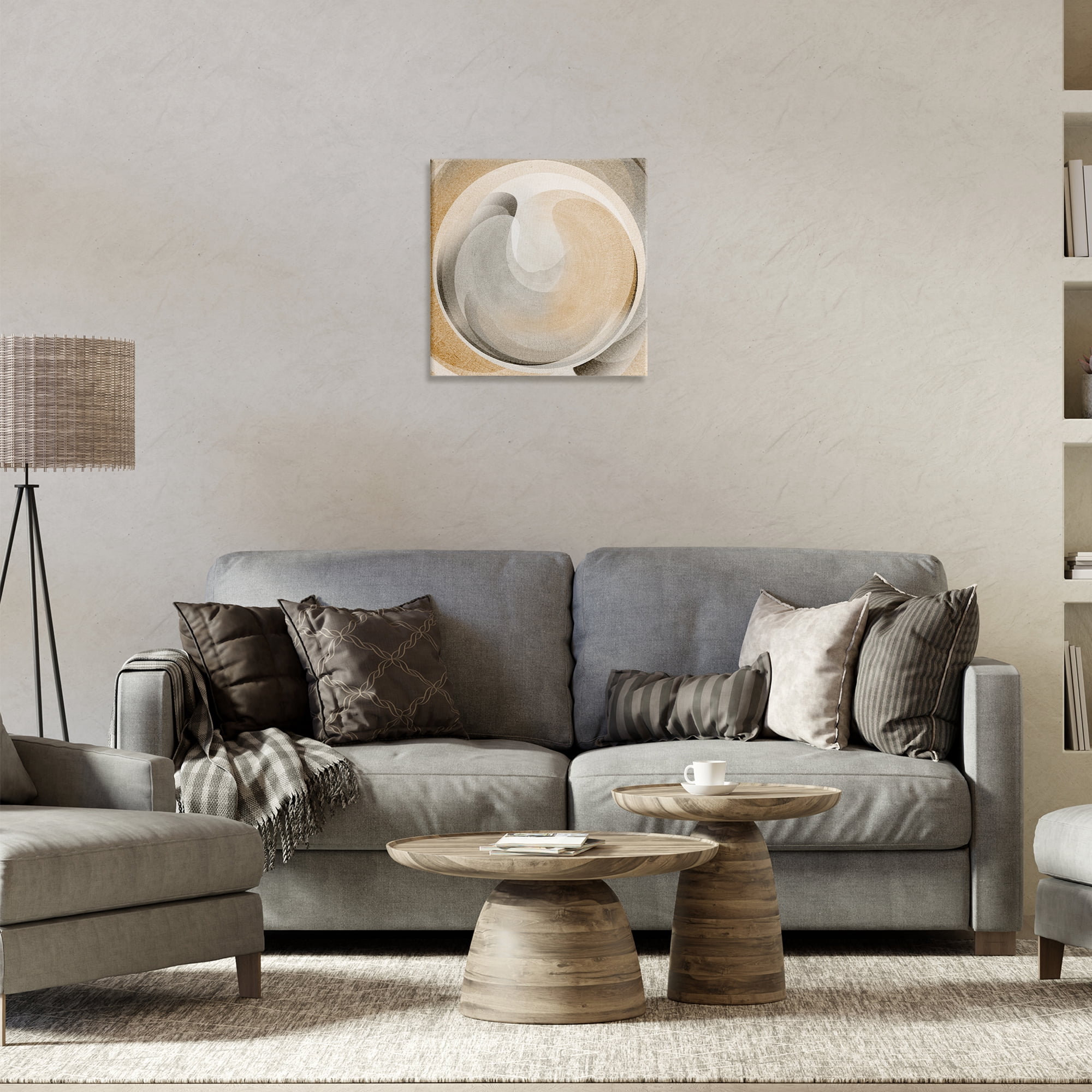Stupell Industries Circular Soft Neutrals Abstract Painting Wrapped Canvas Art Print Wall Art, 17 x 17
