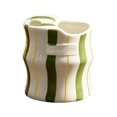 thumbnail image 2 of Ceramic Mug with Sip Hole, Simple 10oz Ceramic Coffee Cup with Straws, Retro Hand Painted Striped, for Iced Coffee Tea Latte Espresso, Kitchen Dining Travel, 2 of 8