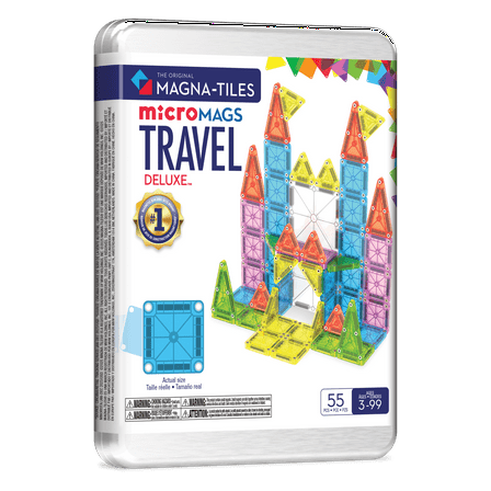 MAGNA-TILES® microMAGS Travel Set Deluxe 55-Piece Magnetic Construction Set, The Original Magnetic Building Brand