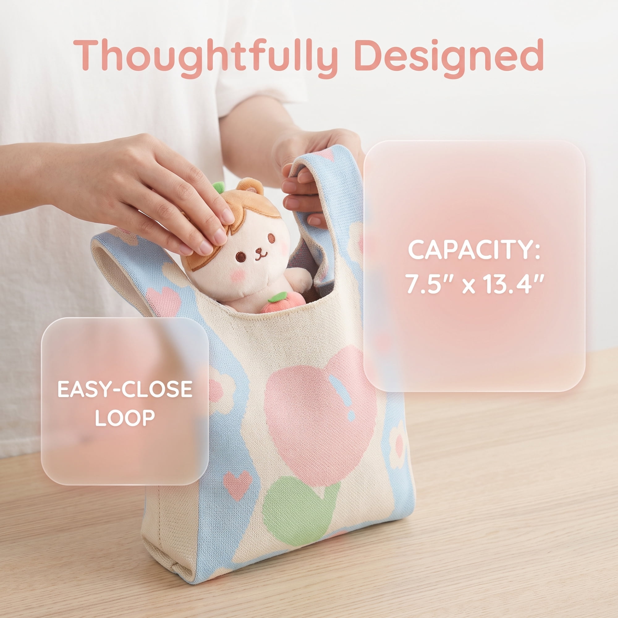 Unique Bargains Cute Cartoon Gift Bags with Handles for Parties 7.5" x 13.4" Blue Tulip
