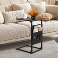 thumbnail image 2 of 2-Tier C-Shaped Side Table with 7 Storage Pockets Black, 2 of 8