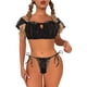thumbnail image 1 of Gibobby Tangas de mujer sexy encaje Día de San Valentín Lindas damas Top de encaje transparente y Tanga Niñas Daisy Ropa interior Ver a través de dos piezas Conjunto de l(Negro, CH), 1 of 5