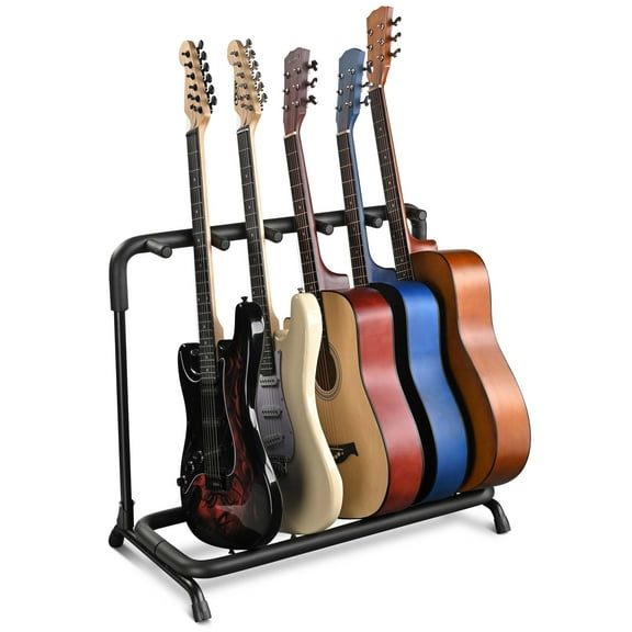Yescom Folding Guitar Stand 5 Holder Guitar Rack Band Stage Bass Acoustic Guitar Display