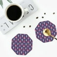 thumbnail image 5 of Pofeuu leaf flower Skull colorful Print Leather Coasters Set of 6, Round Cups Mugs Mat Pad for Home Kitchen Heat Resistant Drink Coasters,Octagon, 5 of 7