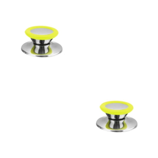 Billuyoard Perilla universal de acero inoxidable para tapa de olla antiescaldado, repuesto de cocina, tapa antideslizante para sartén, mango, Verde Pequeño 2piezas