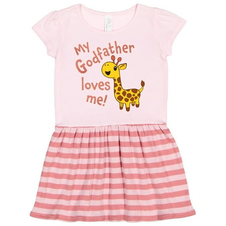 

Inktastic My Godfather Loves me- cute giraffe Gift Toddler Girl Dress