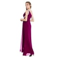 thumbnail image 5 of Angel-fashions Wedding Guest Gown One Shoulder Split Evening Dress Long Pleated Beading Formal Party Gown Magenta Large, 5 of 6