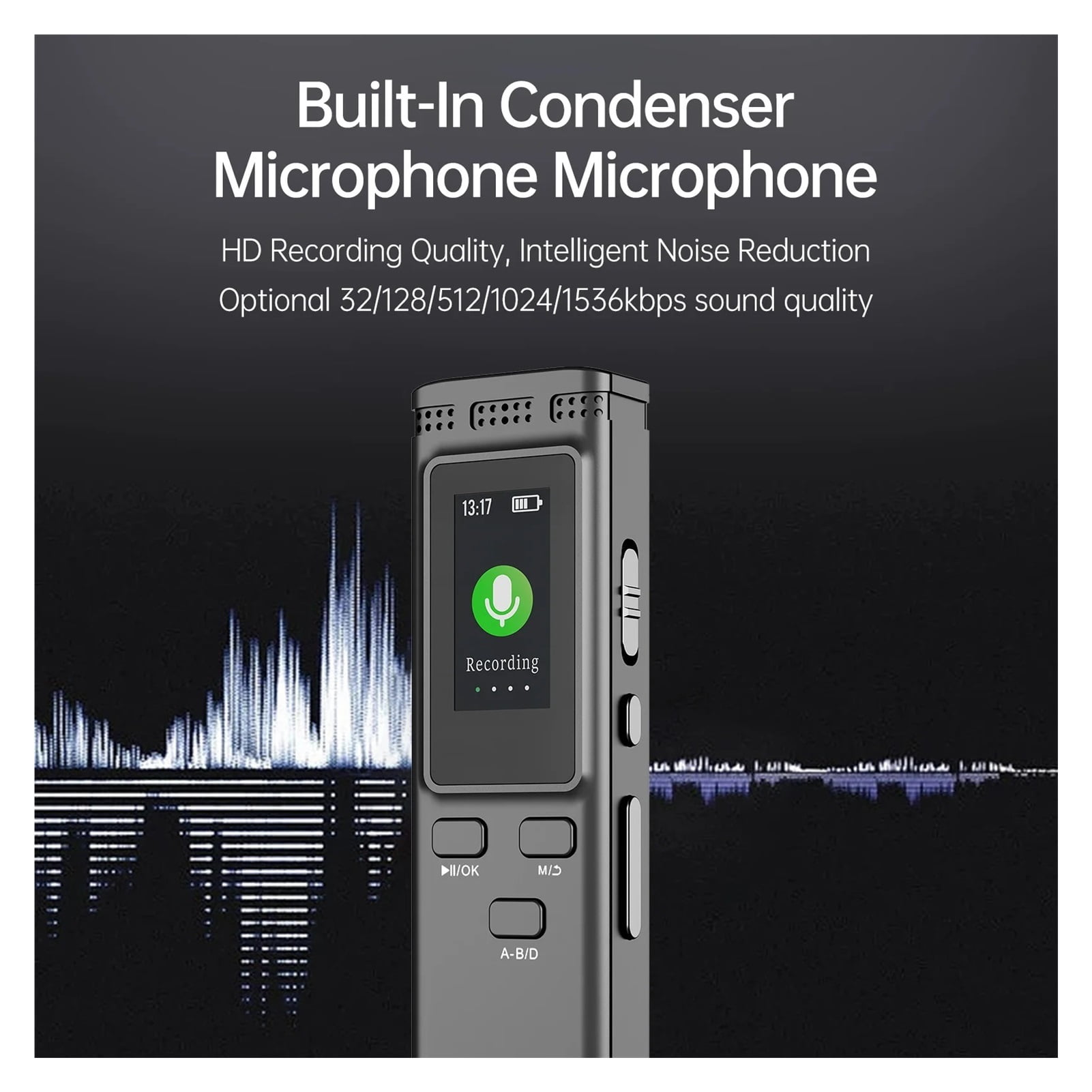 Digital Voice Recorder with Noise Reduction Voice Activation MP3 Music Player to Recording ,Excellent Sound Quality