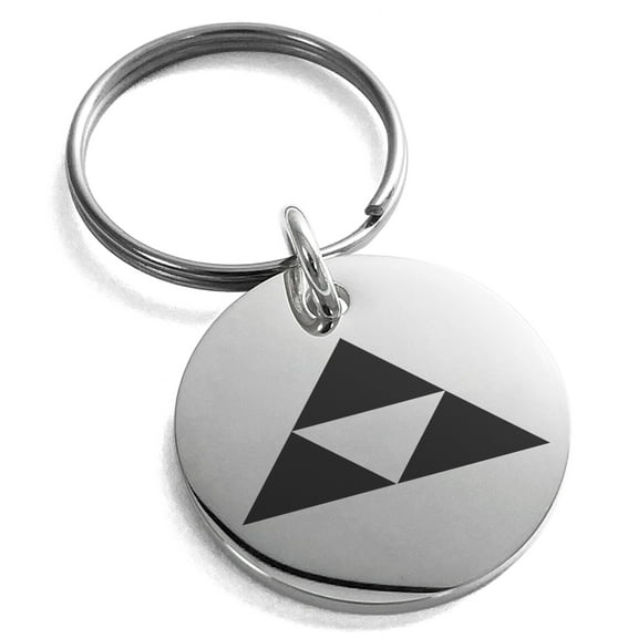 Tioneer Stainless Steel Houjou Samurai Crest Engraved Small Medallion Circle Charm Keychain Keyring