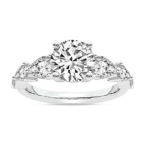 IGI Certified 1 Carat Round Shape Lab Grown Diamond Engagement Ring | 14K White Gold | Frances Side Stone Diamond Ring | FG-VS1-VS2 Quality Friendly Diamonds