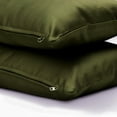 thumbnail image 3 of Olive Green Decorative Throw Pillow Covers 22"x22" | Pack of 2 Modern Satin Cushion Cover | Solid Pillowcases for Couch, Sofa Bedroom & Living Room, Modern Home Décor - Dark Olive Green Slub Satin, 3 of 8