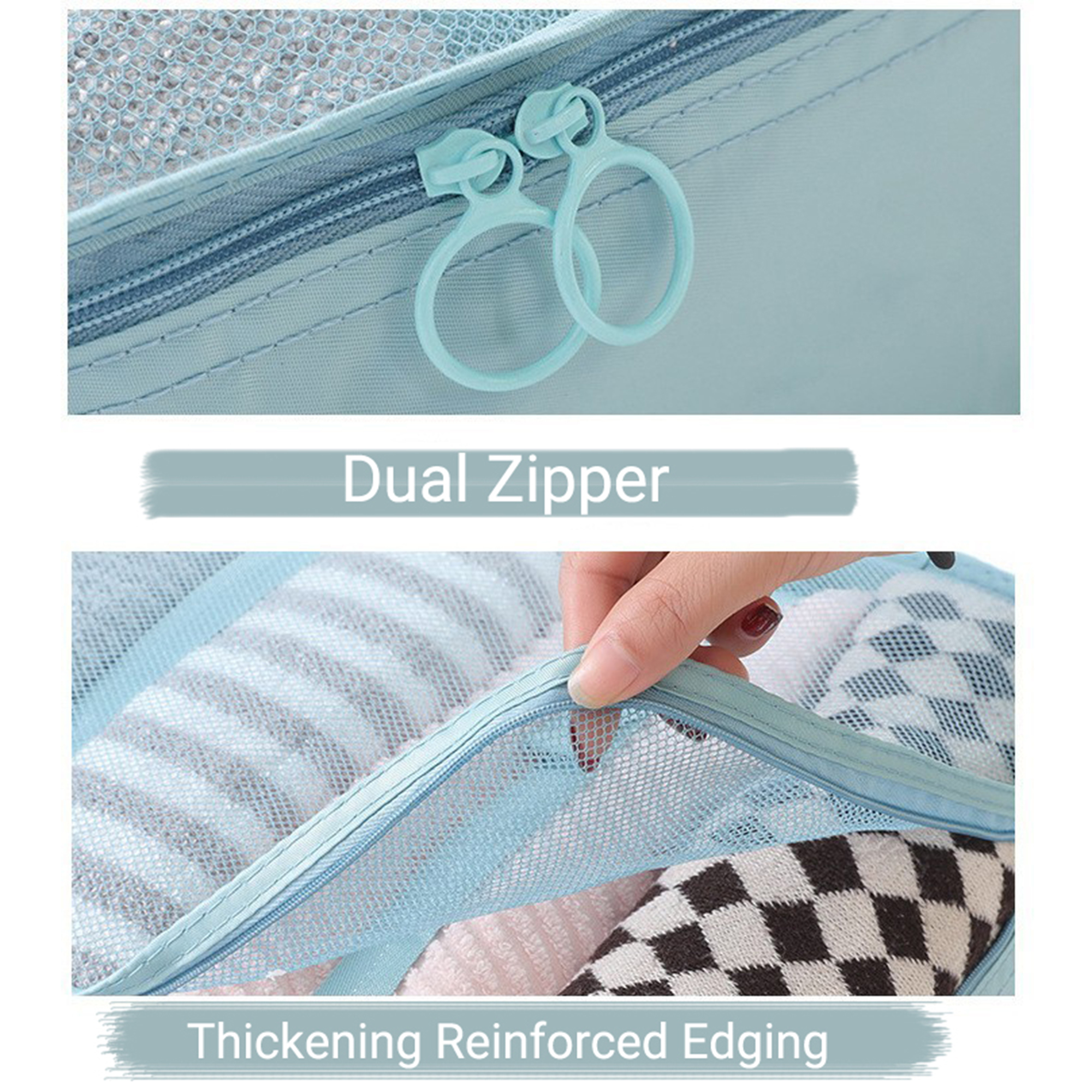 lEPECQ Packing Cubes for Travel & Suitcases Foldable Suitcase Organizer Lightweight Luggage Storage Bag 8 Pack - Blue