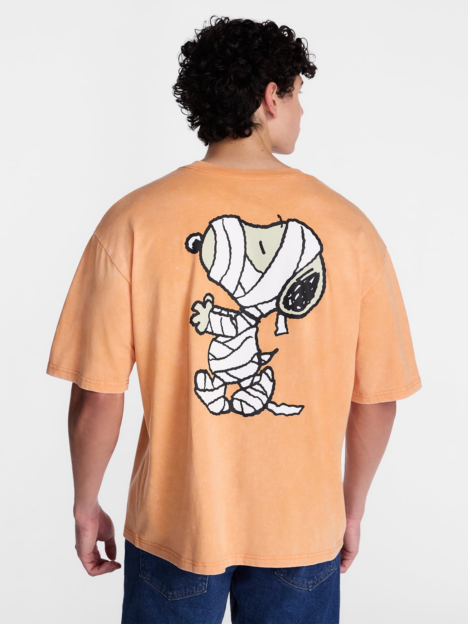 Snoopy Peanuts Men's and Big Men's Front and Back Halloween Graphic Tee, Sizes XS-5XL