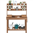 thumbnail image 7 of Renwick Potting Bench Table with Display Rack/ Storage Shelf/ Hanger, Brown, 7 of 7