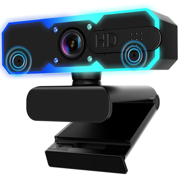 Cámara web NBPOWER 1080P 60 FPS en streaming con micrófono y luz RGB