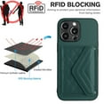 thumbnail image 6 of Case Compatible with iPhone 16, Wallet with Credit Card Holder Lanyard Premium PU Leather Magnetic Clasp Kickstand Heavy Duty Protective Flip Case Cover for iPhone 16, Green, 6 of 9