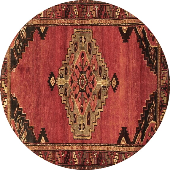 Ahgly Company Indoor Round Medallion Brown Traditional Area Rugs, 8' Round