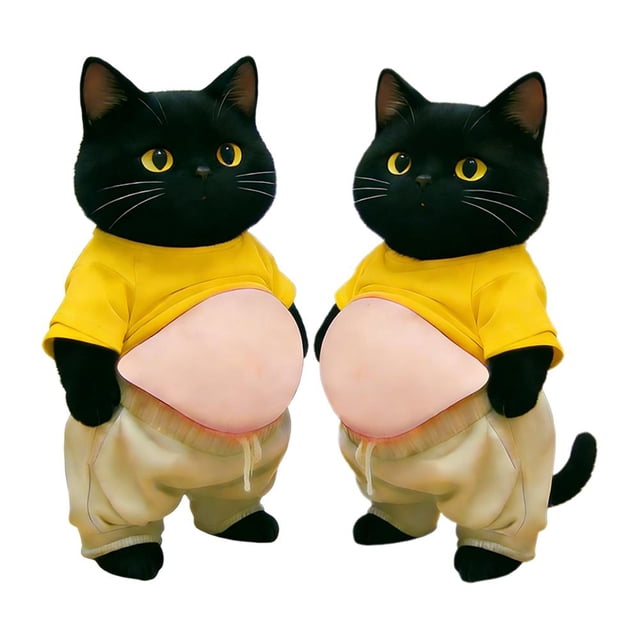 2Pcs 3D Cat Belly Sticker,Cute Cartoon Soft Silicone Anti-Collision Sticker,Cat Wearing Clothes with Pink Belly Decals for Phone, Scrapbooks, Planner, Computer and Laptops