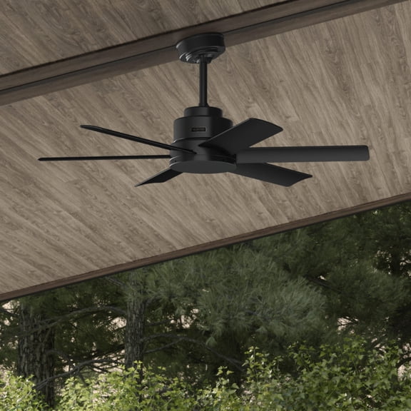 Restored Hunter Fan 44 inch Contemporary Matte Black Indoor/Outdoor Ceiling Fan with 6 Blades (Refurbished)