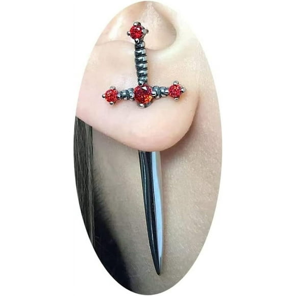 czcpp-Gothic Dagger Sword Stud Earrings for Women Men,Cool Cross Earrings Hiphop Punk Black Cubic Zirconia Dagger Earrings Jewelry Gifts