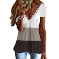 thumbnail image 1 of Camiseta con ribete de encaje, cuello en V, manga corta, cómoda y básica de verano para el trabajo a domicilio, 1 of 5