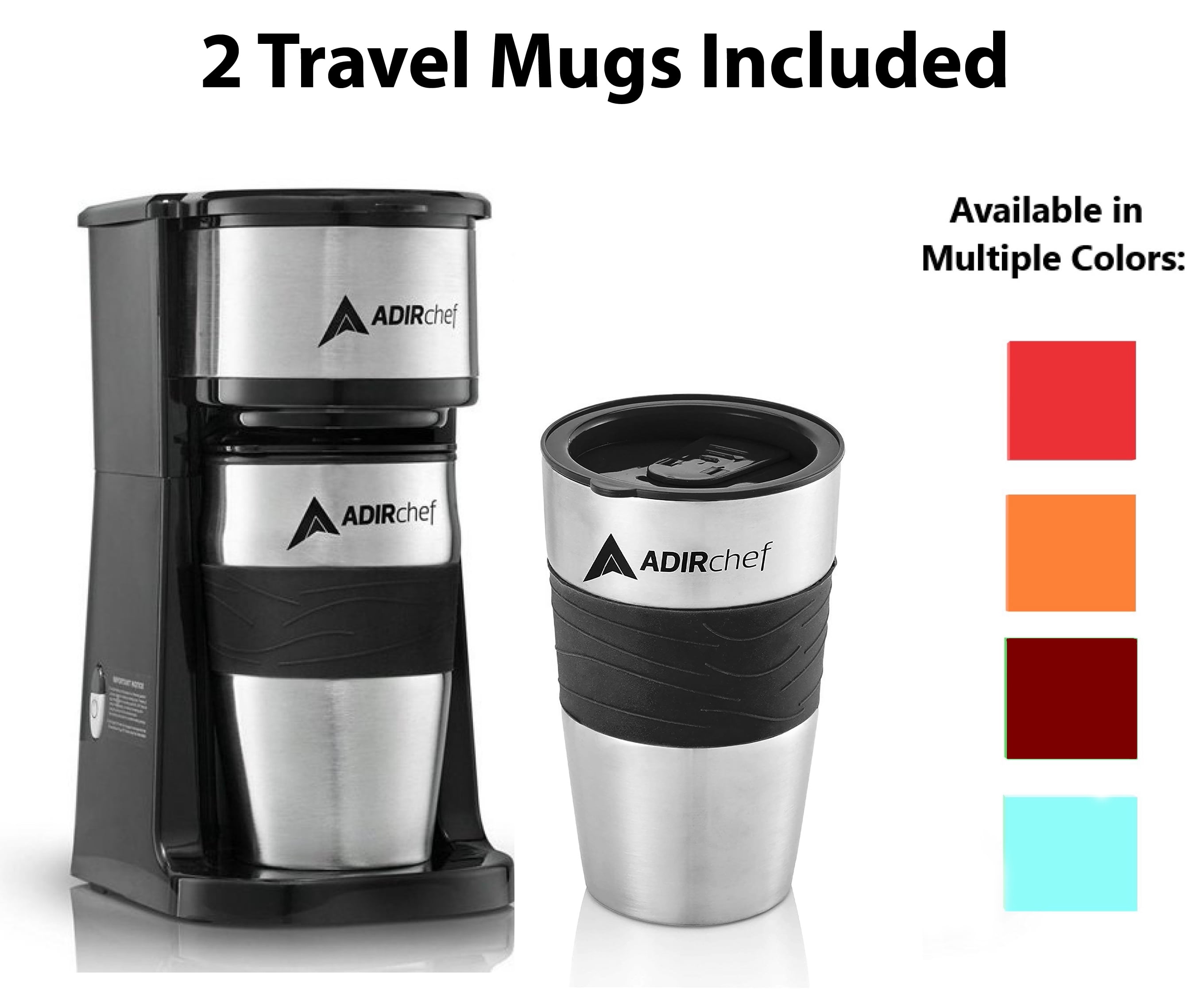 AdirChef Single Serve Coffee Maker, Portable, Travel, 15 Fl. Oz., 2