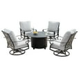 thumbnail image 2 of Oakland Living RICA-RICO-5PC-AC 44 in. Outdoor Aluminum Round Fire Table Set with Four Deep Seating Swivel Rocking Chair - 5 Piece, 2 of 10