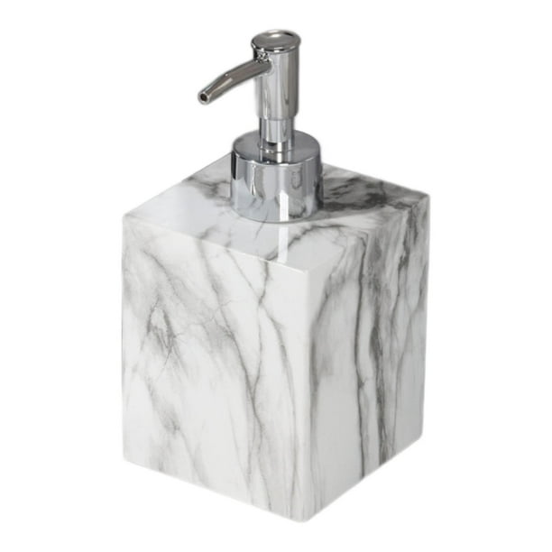 Dispensador de jabón Macarena con bomba textura de mármol 400 ml Cabeza plateada blanca