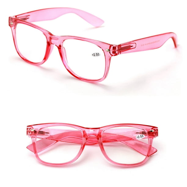 2 Pairs Transparent Neon Color Deluxe Reading Glasses Comfortable